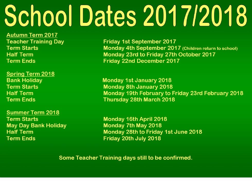 Manningtree high school half term dates