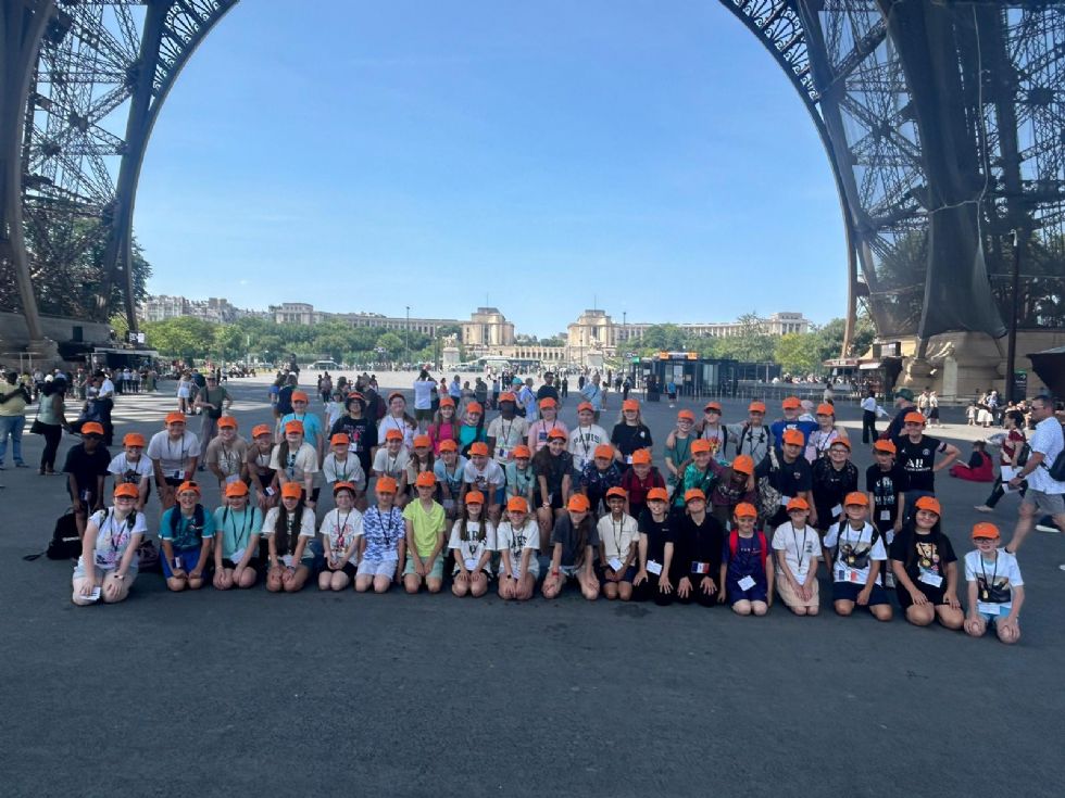 At the foot of the Eiffel Tower